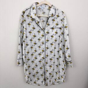 August Morgan Kate Hersch Womens Night Sleep Pajama Shirt Sz L Bumble Bee Cotton